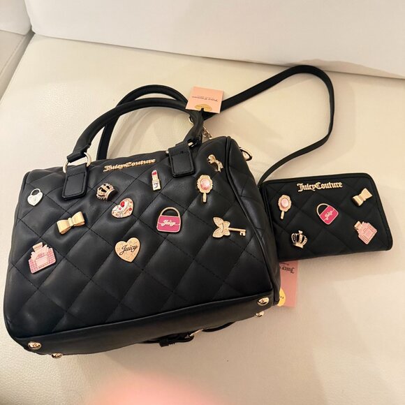 NWT JUICY COUTURE JUICY GIRL ONLY SATCHEL CROSSBODY BAG W WALLET BLACK - Picture 3 of 10